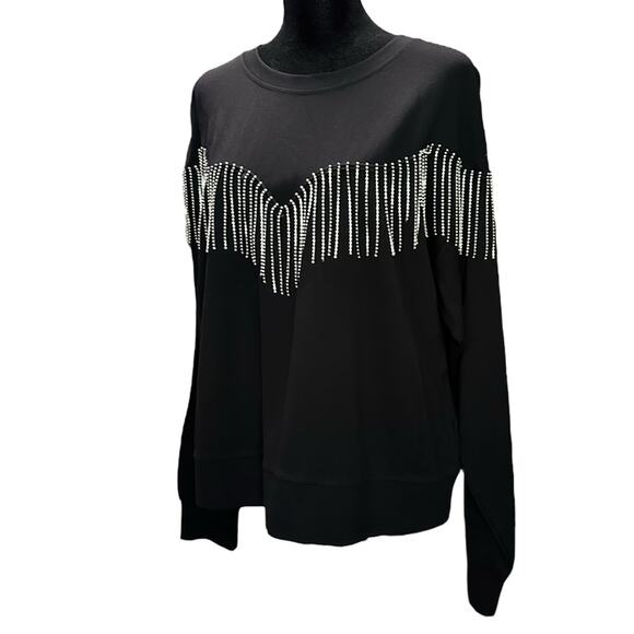 Gianni Bini Fringe Embellished Sweatshirt Top Edgy Country Cowboy Taylor Swift M - Picture 3 of 11